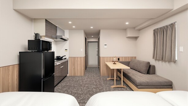 Family Room, Balcony, City View (STANDARD) | Living area - Apartment Hotel 11 Kuromon 9 (Osaka-shi)