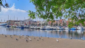 A marina with boats, a sandy beach, and seagulls. - Awesome apartment in Dunkerque (Dunkerque)