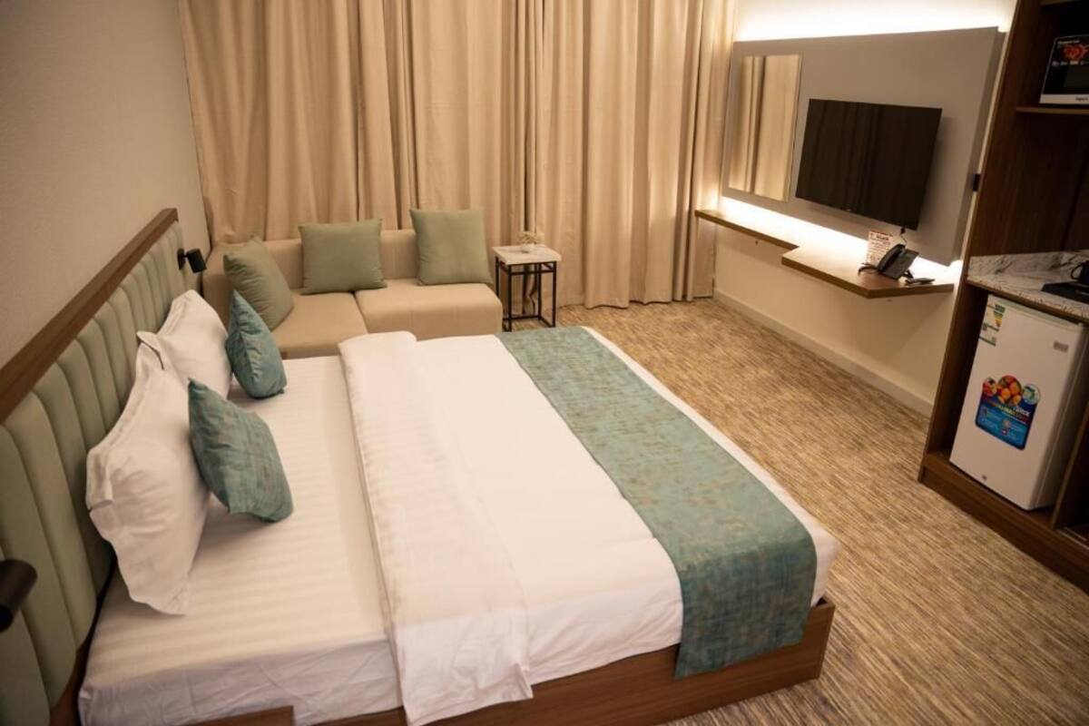 In-room safe, desk, laptop workspace, blackout drapes