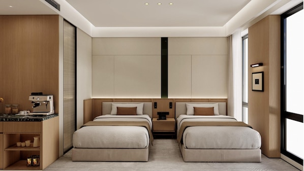 In-room safe, desk, laptop workspace, soundproofing