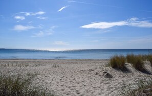 A sandy beach with grass in the foreground and a clear blue sky. - Stunning home in Borrby (Borrby)