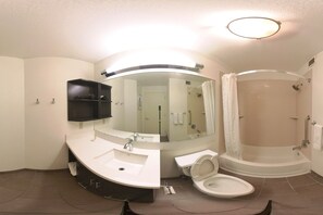Une salle de bain avec un lavabo, des toilettes et une douche.