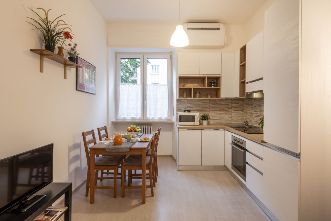 Fridge, microwave, dishwasher