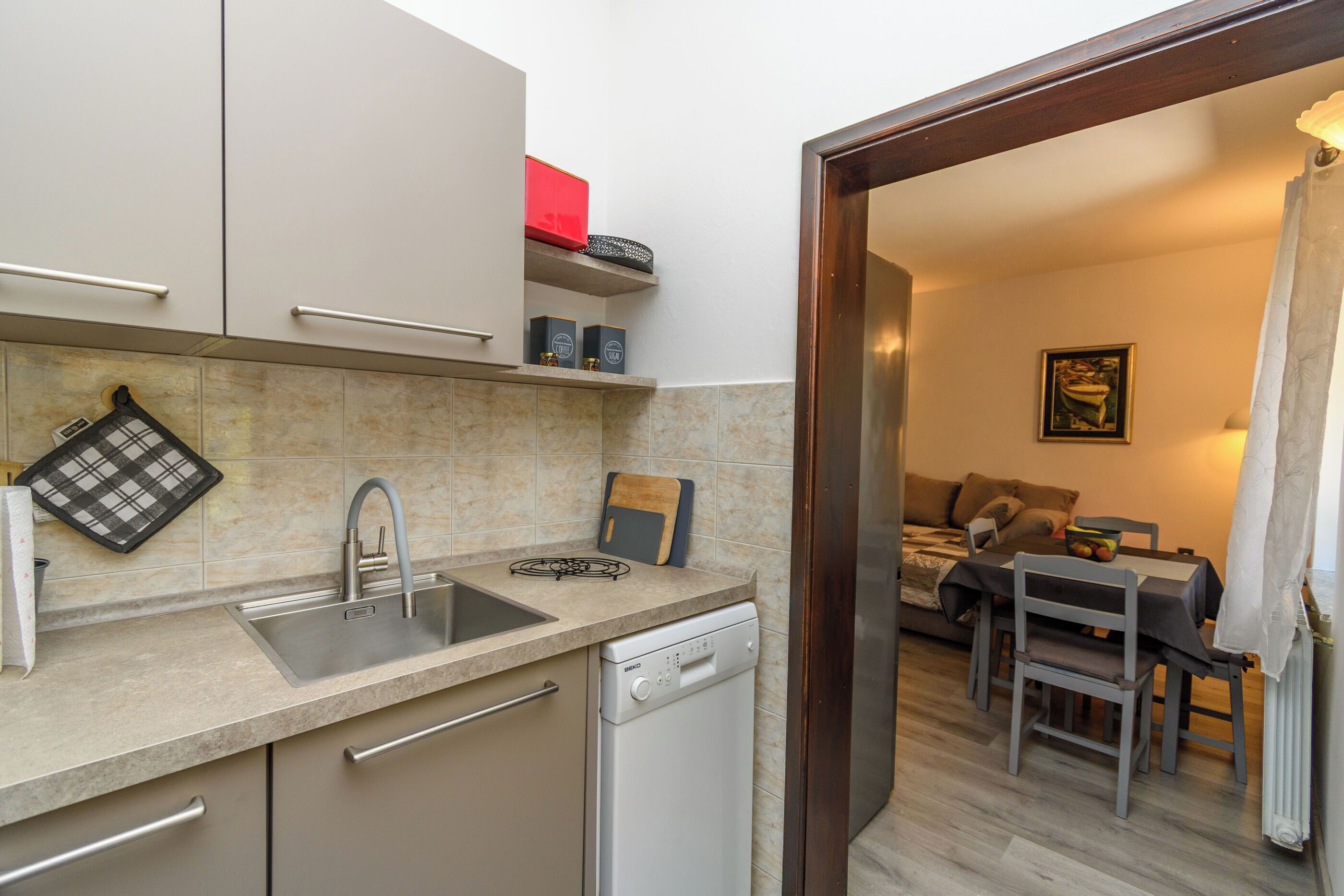 Apartment (A1) | Private kitchen | Espresso maker, fridge, microwave, oven