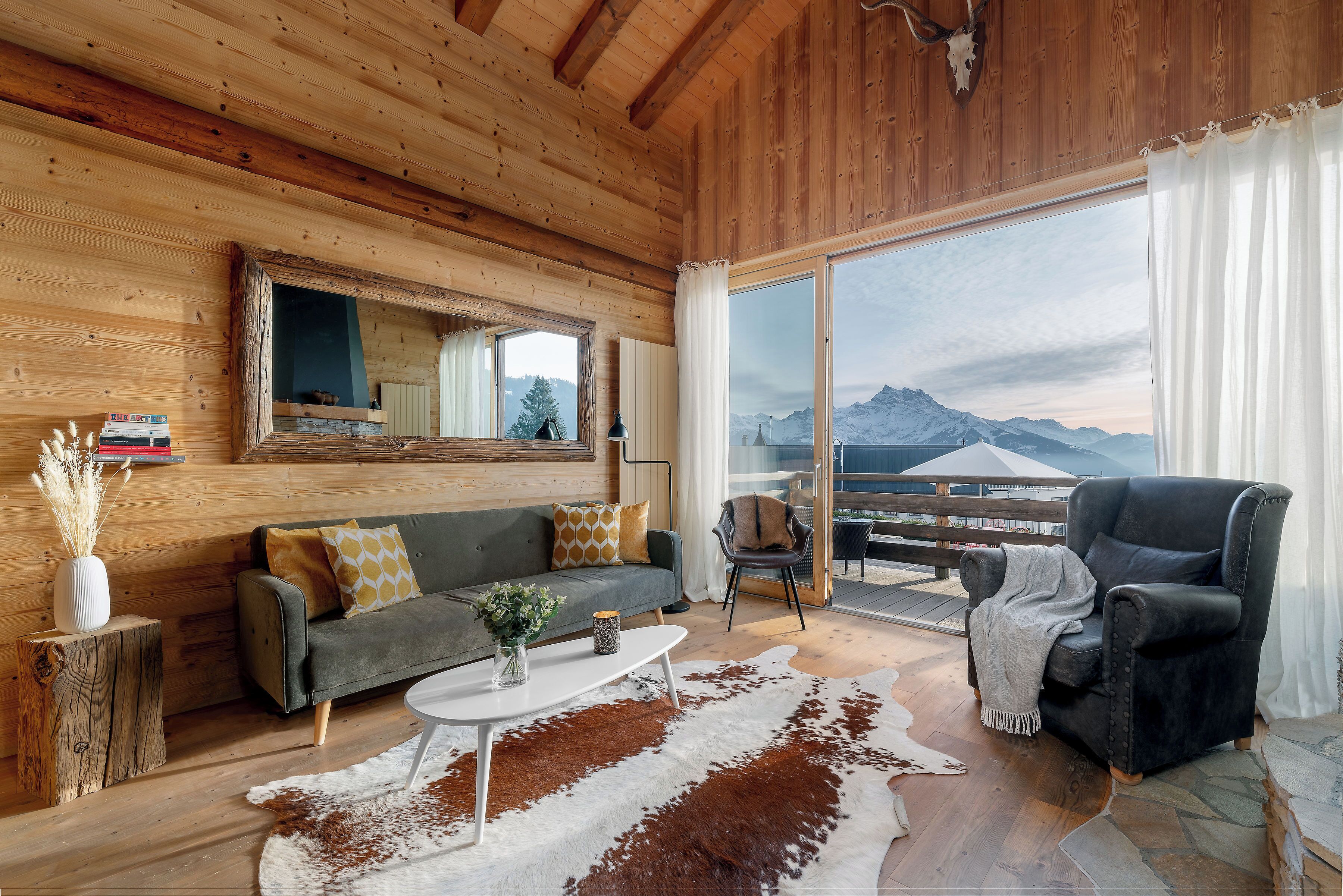 Suite, 2 chambres, balcon, vue montagne | Coin séjour