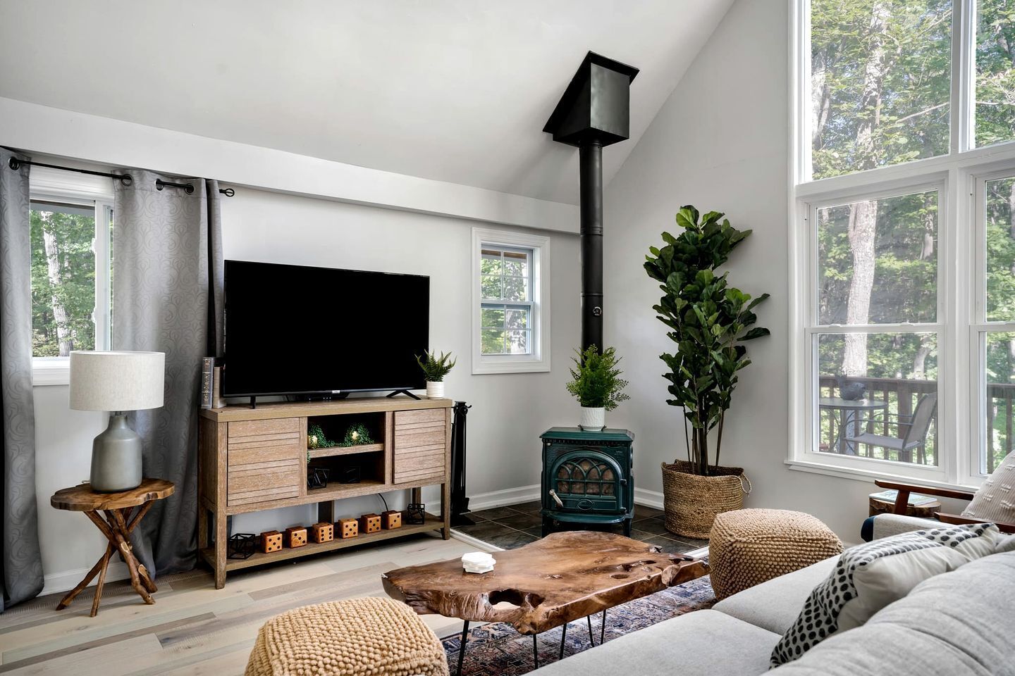 TV, fireplace