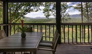 Outdoor dining - Impressive Cabin with Barbecue and Great Forest Views in Goshen, Virginia (Goshen)