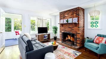 TV, fireplace