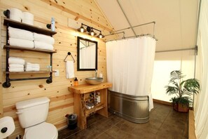 Hair dryer, towels, toilet paper