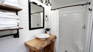 Hair dryer, towels, toilet paper