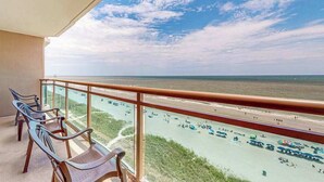 A balcony with a view of a beach and the ocean. - Bahama Sands Unit 0905 (North Myrtle Beach)