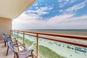 A balcony with a view of a beach and the ocean. - Bahama Sands Unit 0905 (North Myrtle Beach)