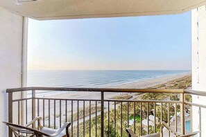 A balcony with a view of the beach and ocean. - The Patricia Grand 0728 (Myrtle Beach)
