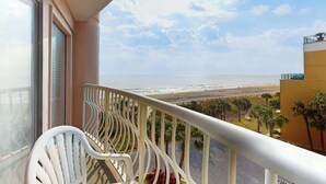 A balcony with a view of the beach and ocean. - St Clement's Unit 409 (Myrtle Beach)