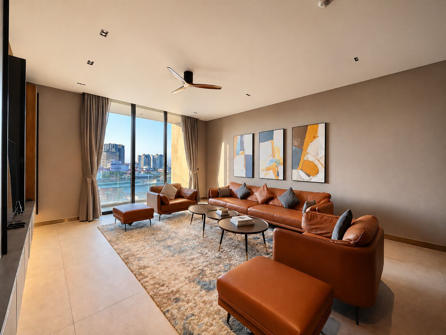 Luxe appartement, 3 slaapkamers, uitzicht op stad | Woonruimte