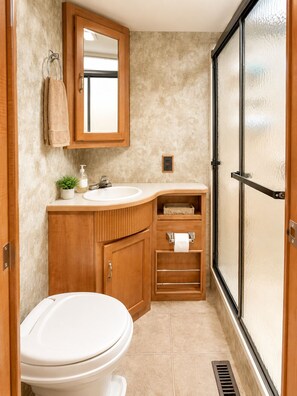 Dusche, Handtücher, Toilettenpapier