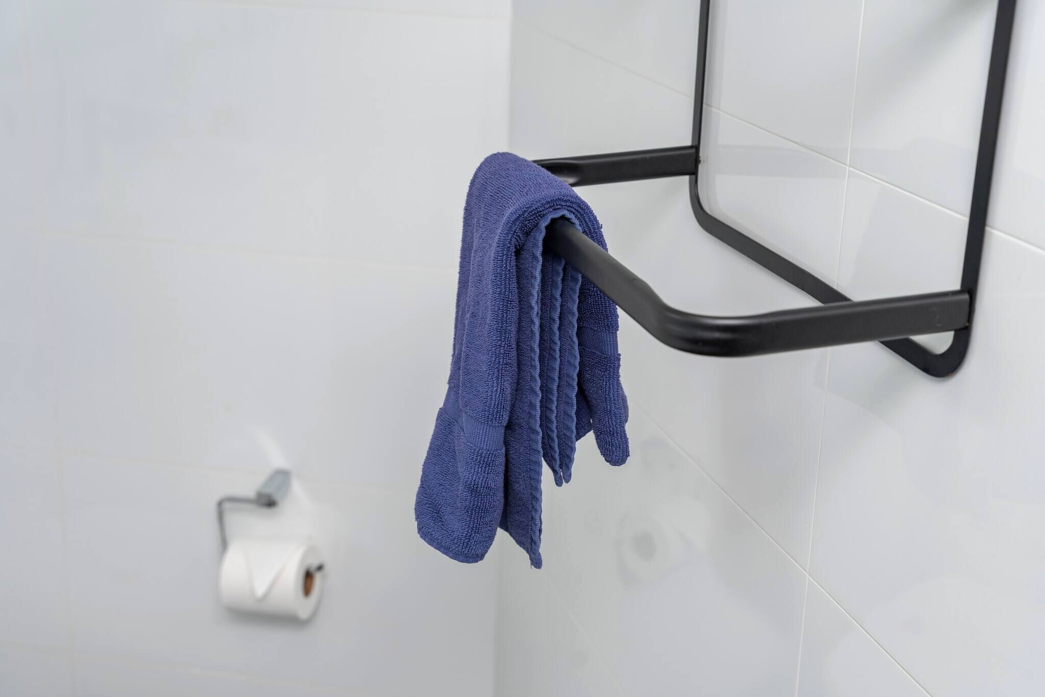 Ducha, secador de pelo y toallas