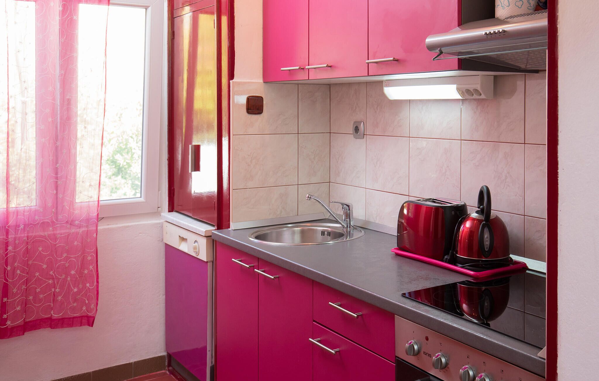 Fridge, oven, cookware/dishes/utensils