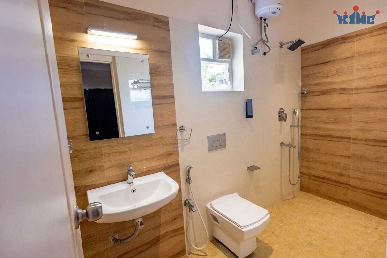 Shower, towels, soap, shampoo