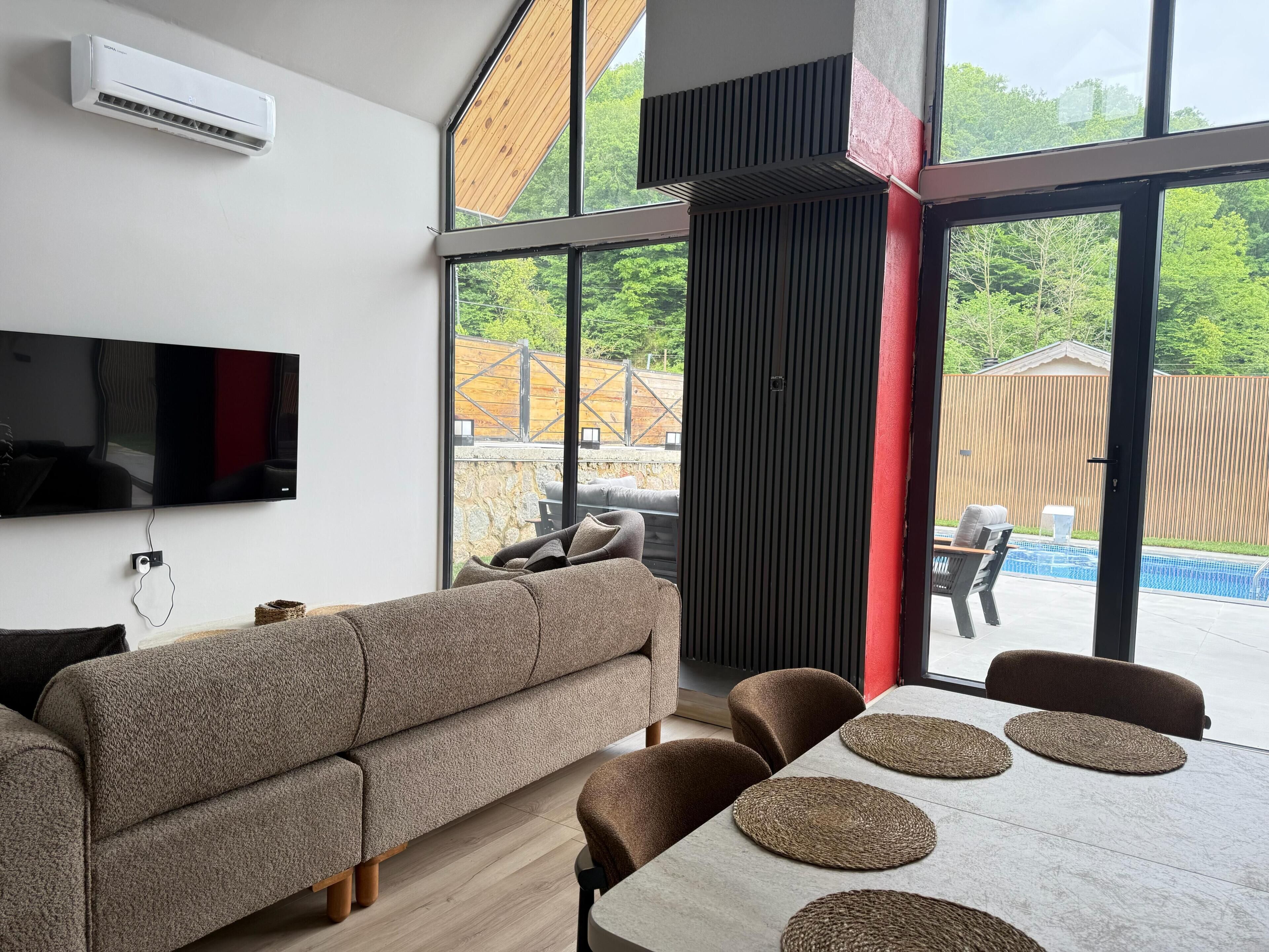Design-Bungalow, eigener Pool, Gartenblick | Innenbereich
