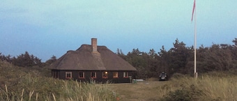 Thatched holiday home on the Limfjord's edge
