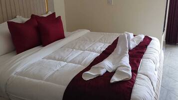 Desk, laptop workspace, blackout drapes, WiFi (free)