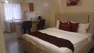 Desk, laptop workspace, blackout drapes, WiFi (free)