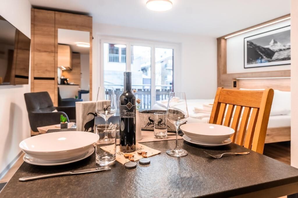 Appartement, balcon, vue montagne