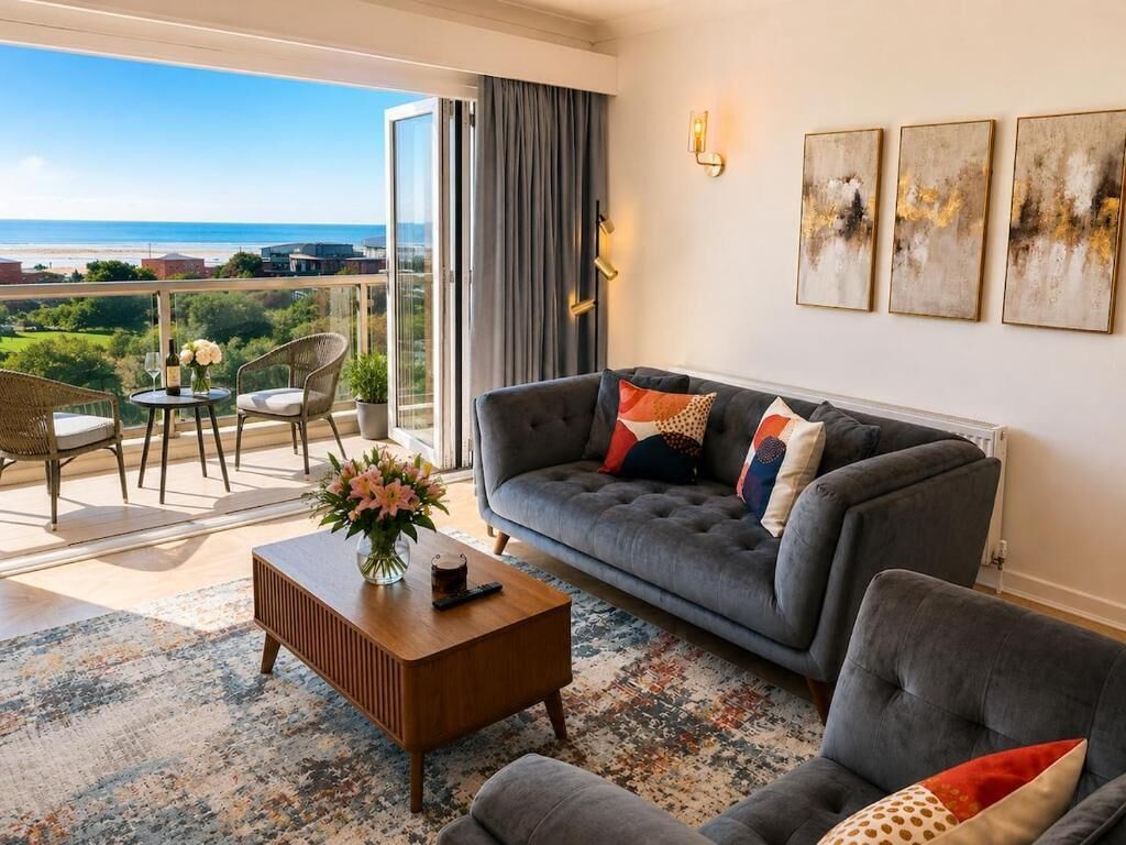 Superior Apartment, 2 Bedrooms, Balcony, Sea View | Living area | 65-inch Smart TV with digital channels