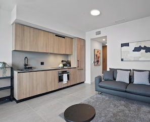 Studio, Balcony, Bay View | Living room | Smart TV - 501 First Skyline View Condos (Miami)