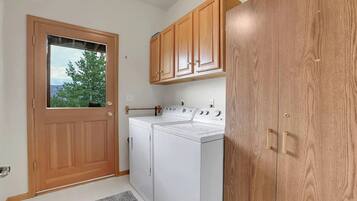 Enjoy the convenience of a full-sized washer and dryer setup right in the home for effortless extended stays.