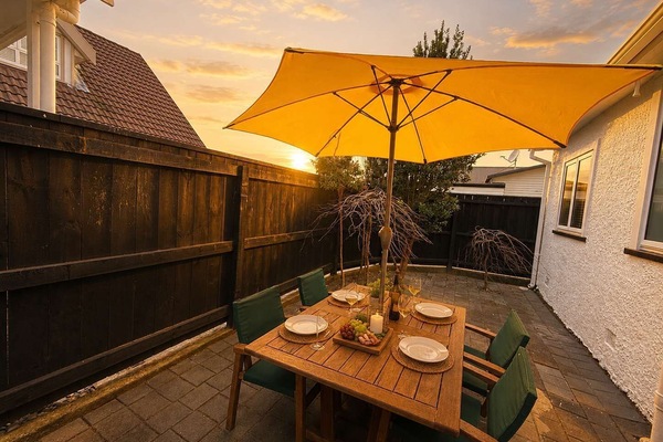 Back patio area where you can enjoy the afternoon sun and a meal.