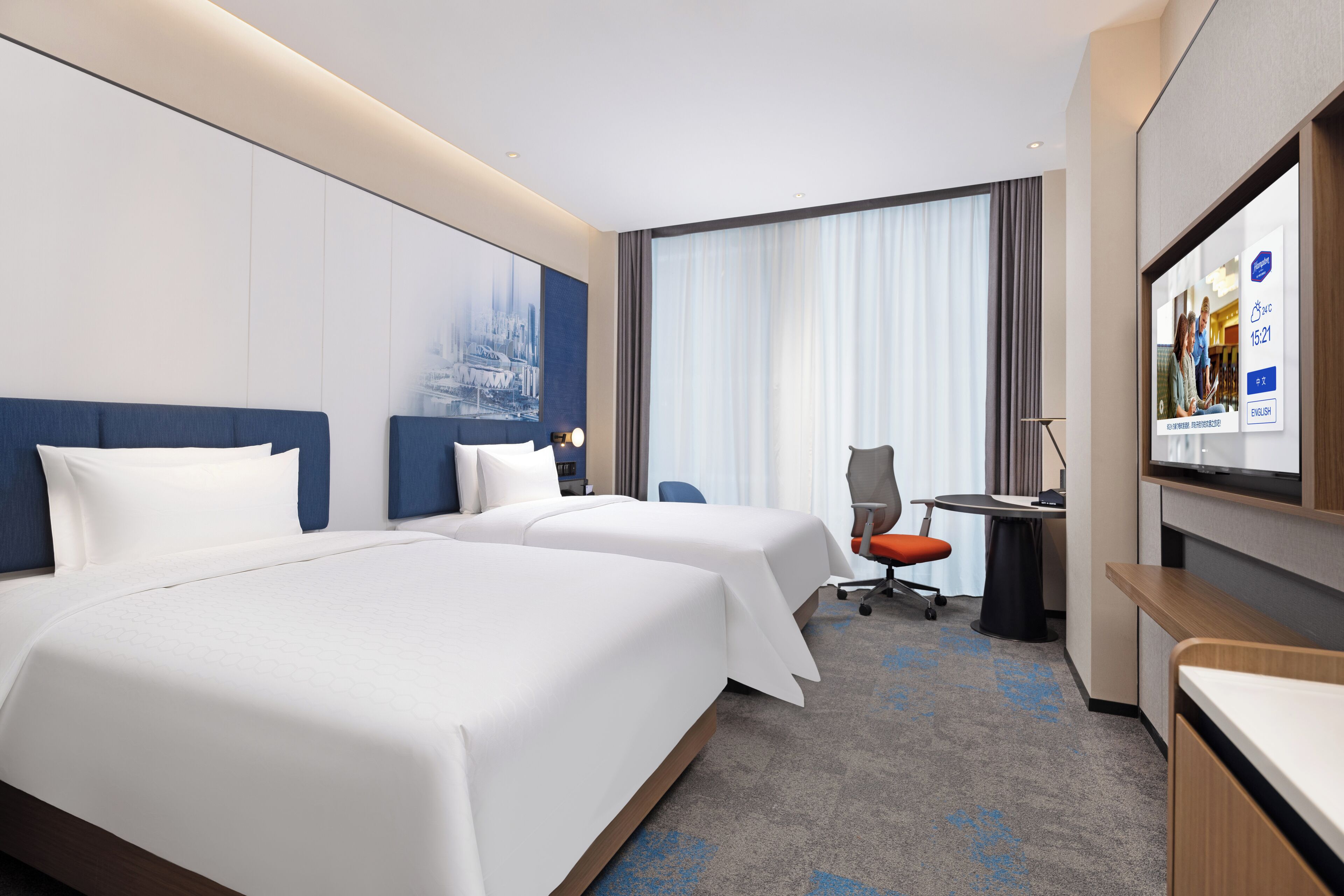 Chambre Supérieure avec lits jumeaux, vue ville | Bureau, espace de travail pour ordinateur portable, Wi-Fi gratuit