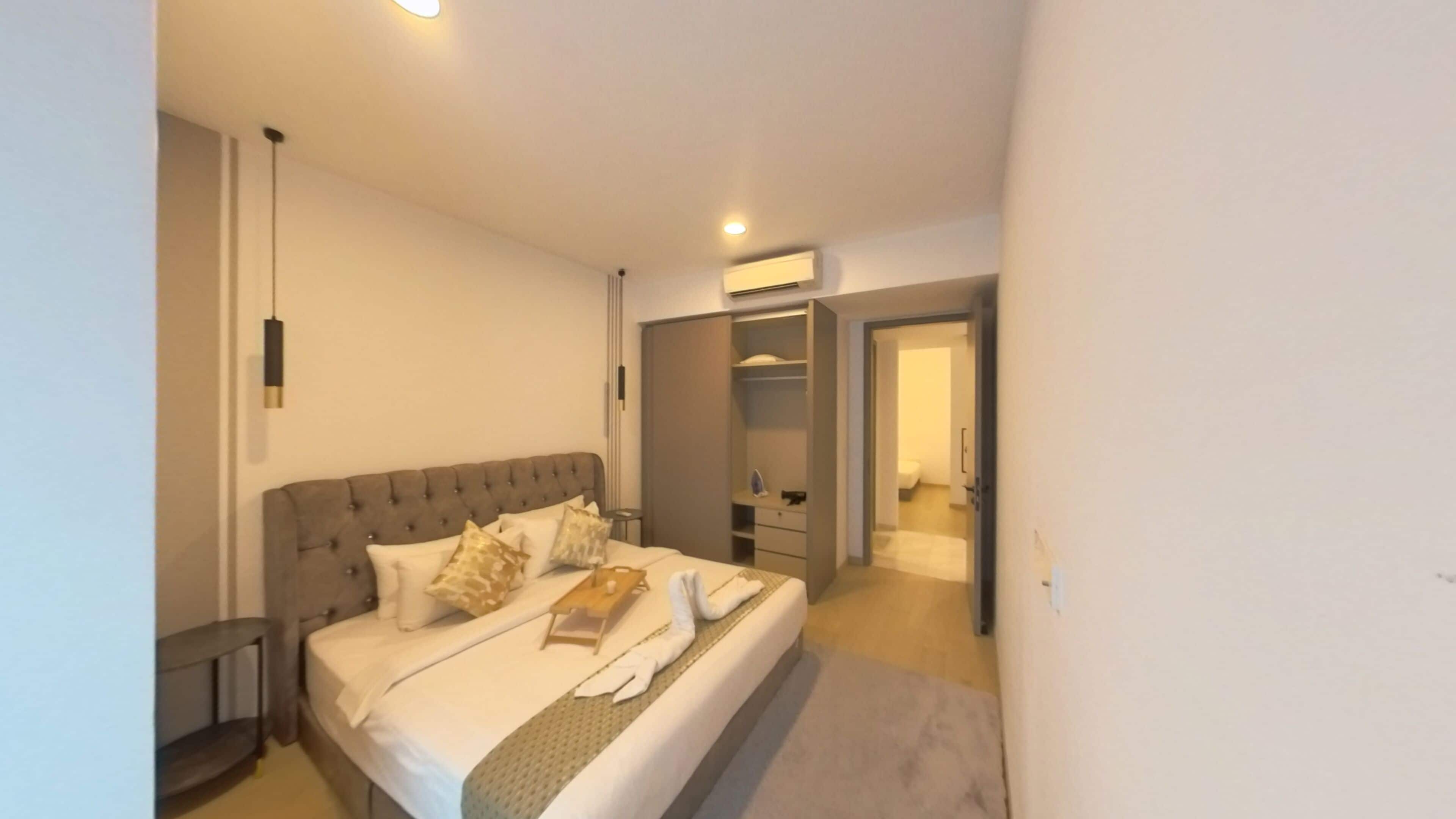 Hypo-allergenic bedding, desk, laptop workspace, soundproofing