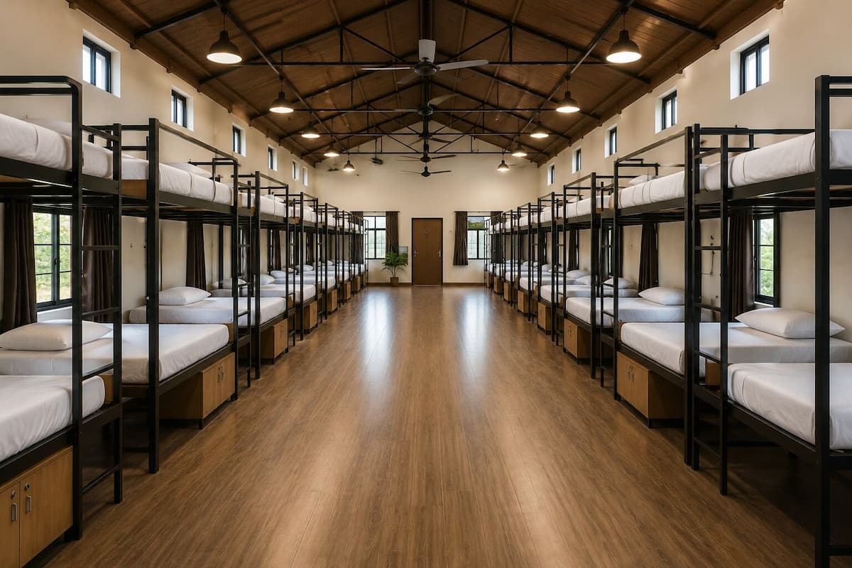 Comfort Shared Dormitory, Garden View | Peralatan tempat tidur hipoalergenik, meja, ruang kerja komputer riba 