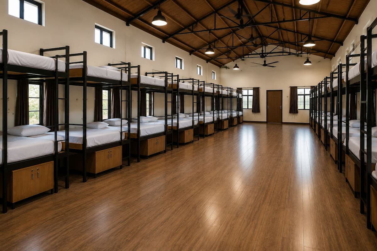 Comfort Shared Dormitory, Balcony, Garden View | Peralatan tempat tidur hipoalergenik, meja, ruang kerja komputer riba 