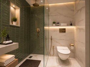 Buồng tắm vòi sen, đồ dùng nhà tắm miễn phí, máy sấy tóc, khăn tắm 