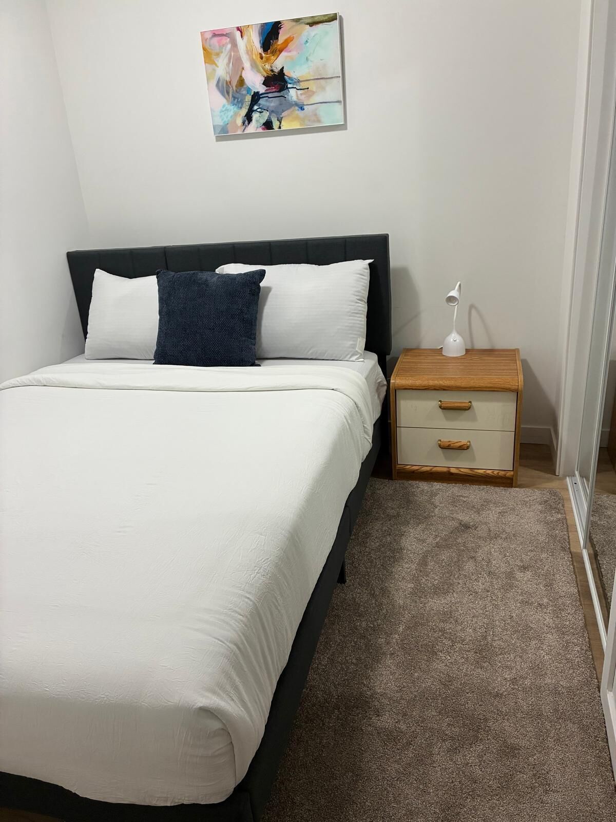 2 bedrooms, desk, iron/ironing board, travel crib