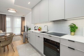 Fridge, oven, stovetop, dishwasher - Coastal Retreat for 4 with Terrace (Łódź)
