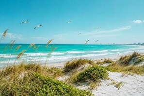 A beach with clear skies, waves, and seagulls. - Turquoise Dunes • New Luxury Beach Villa•Sleeps 5 (Galveston)