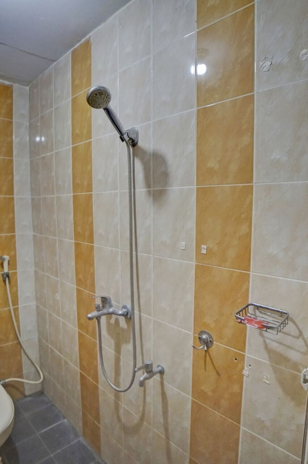 Een douche, een regendouche, gratis toiletartikelen, handdoeken