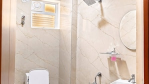 Ducha, toallas, jabón, shampoo