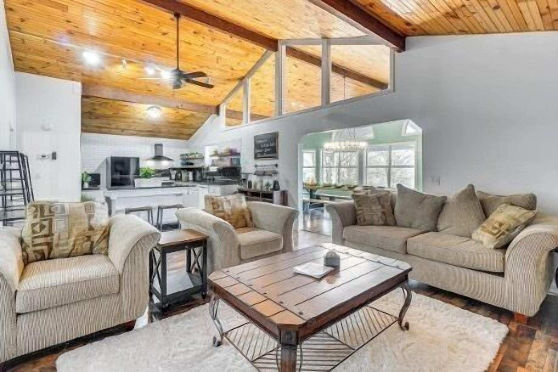 Open concept family room and kitchen