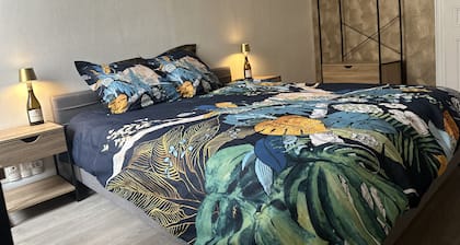 Wine-themed apartment—in the center of Tain l'Hermitage with a large garage.