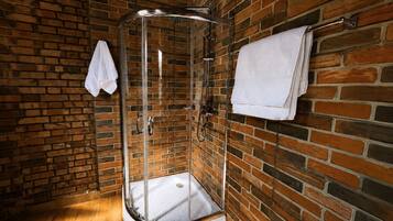 Ducha, toallas, jabón, papel higiénico
