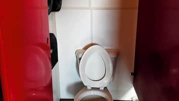 Regadera, toallas, papel de baño