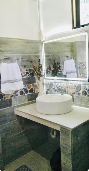 Secador de cabelo, toalhas de banho, sabonete, papel higiênico
