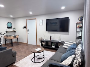 Smart TV -     Modern 2BR Apartment with King Bed, Fast Wi-Fi, Games & Self Check-In (Fargo)