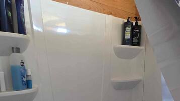 Hair dryer, bidet, towels, soap