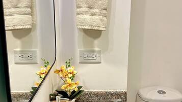Towels, soap, toilet paper